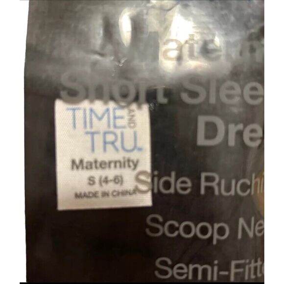 Time And Tru Maternity Short Sleeve Dress Black Scoop Neck Semi Fitted Sz S(4/6) - Picture 5 of 7